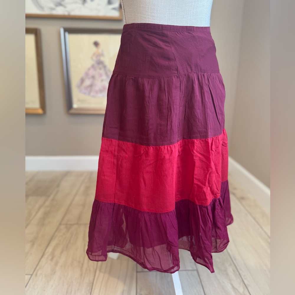THE LIMITED Silk Blend Tiered Midi Ruffle Skirt
